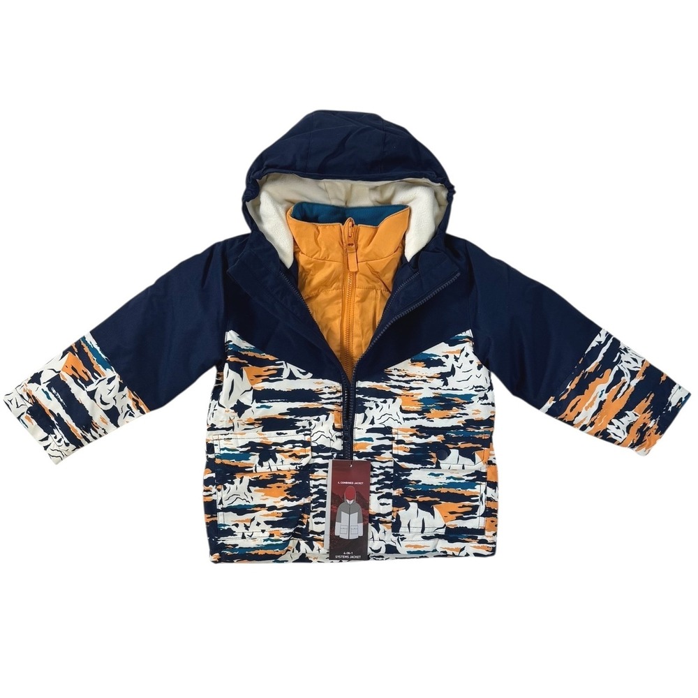 Swiss Tech Toddler Boy 2T 4-in-1 Systems Hooded Puffer Blue Zip Outerwear Jacket